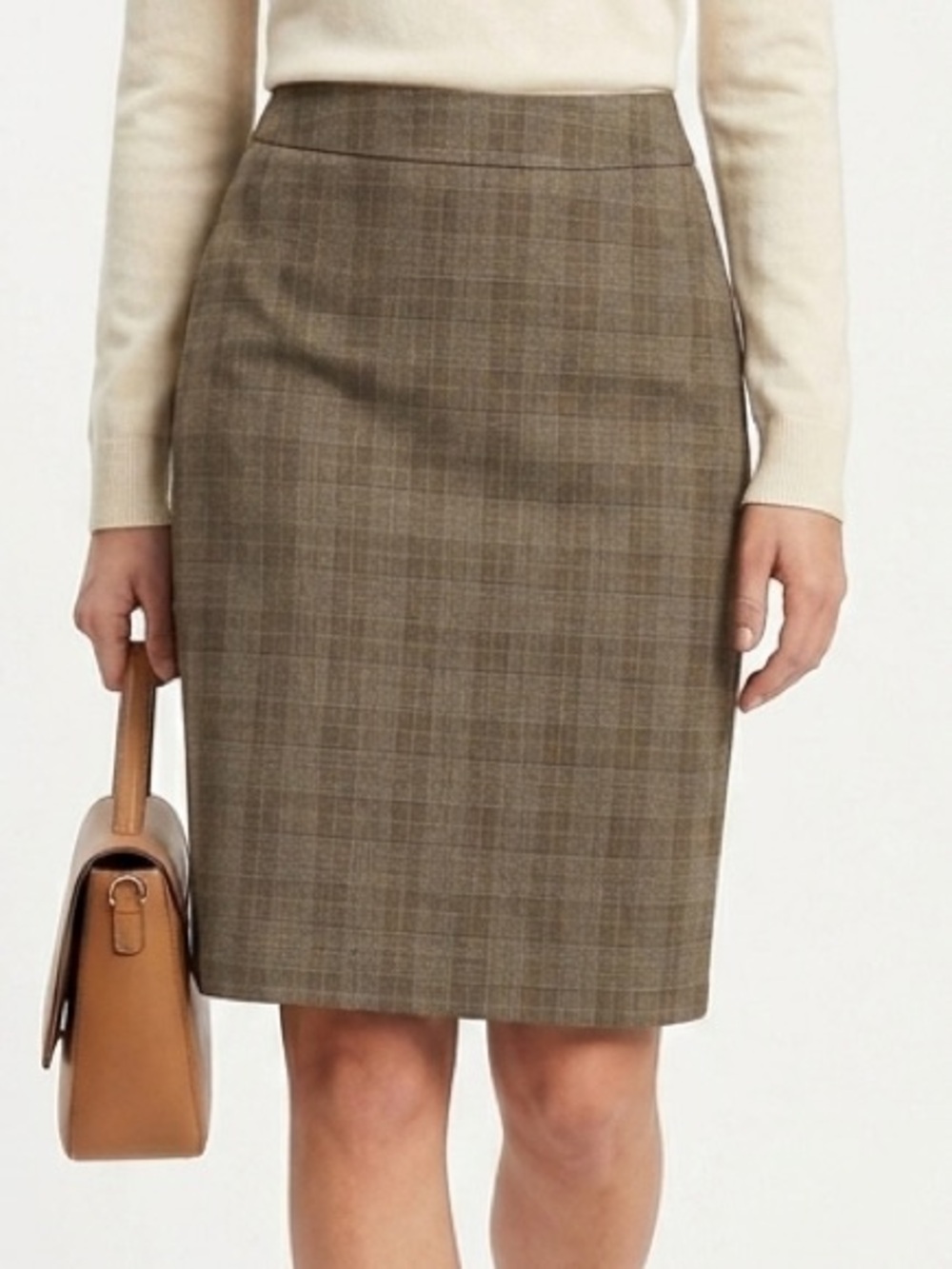 Banana Republic Taupe Black Glen Check Plaid Pencil Dress Skirt Sz 6 Classic